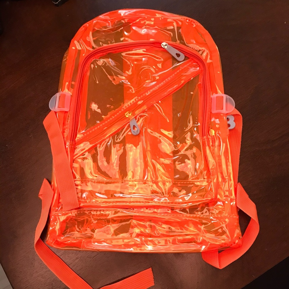 Transparent Clear PU Leather Backpack - Orange